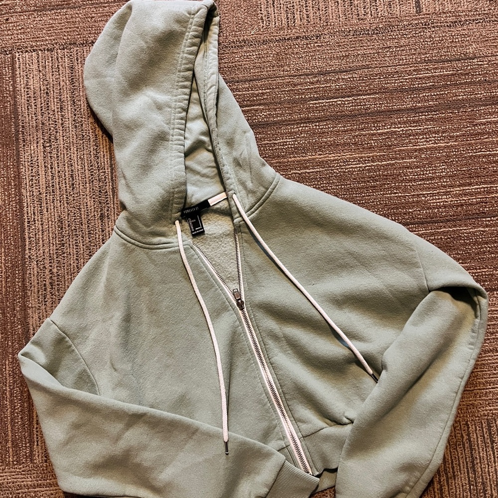 Mint green cropped zip up